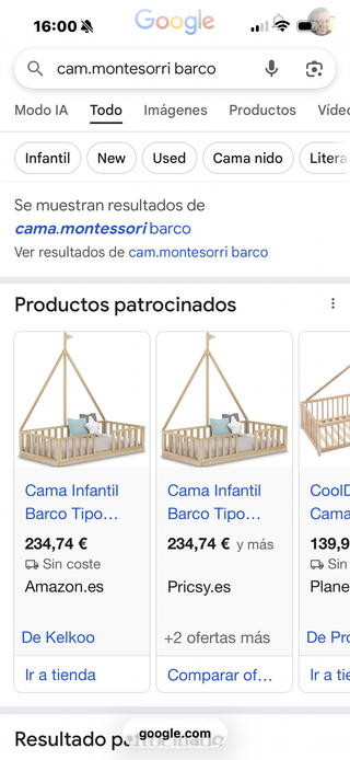 Cama Montessori Barco Infantil con colchón incluid