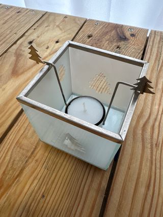 Portacandele in cristallo con motivi natalizi