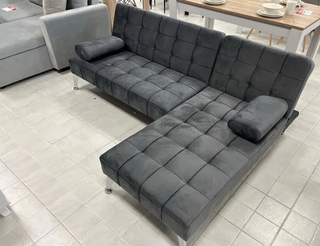 Sofá Cama Gris Terciopelo
