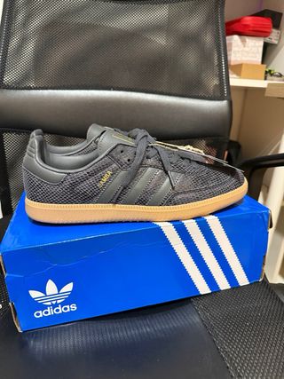 Adidas Samba Gris y Dorado