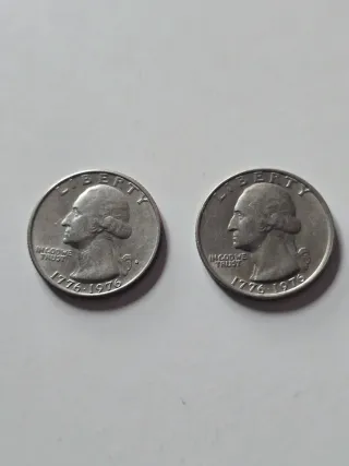 2 Monedas 1/4 Dólar Conmemorativas 1776-1976