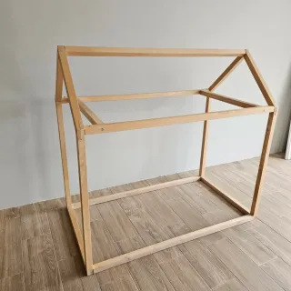 Estructura Cama Casa Madera Natural 70x140