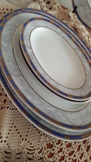 Vajilla Bohemia Porcelana Azul y Oro