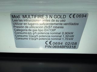 Hornilla de gas 3 fogones