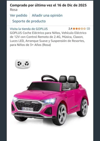 Coche eléctrico infantil rosa Audi