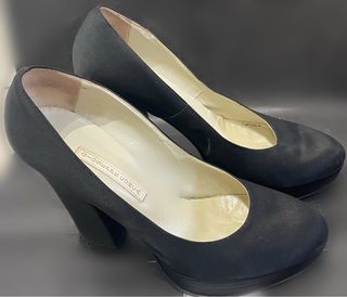 Décolleté Nere Raso Tacco 12 Plateau 2.5cm Tg 40