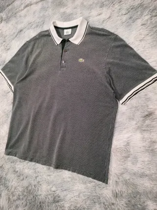 Lacoste Polo Hombre Microcuadros Gris Pique Lujo 7
