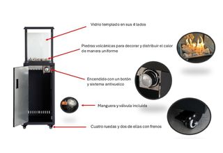 Estufa de gas exterior negra