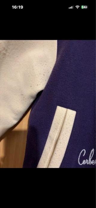 Chaqueta Zara Talla M Morado y Blanco