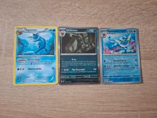 Pack 3 Cartas Pokémon Vaporeon y Umbreon
