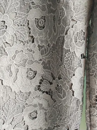 Pantalón punto y crochet gris