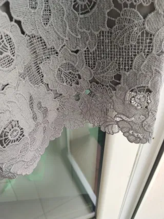 Pantalón punto y crochet gris