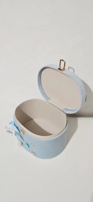 Caja de Joyero ovalado azul con detalles dorados