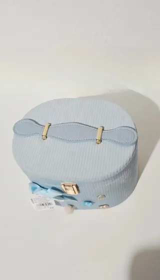 Caja de Joyero ovalado azul con detalles dorados