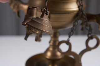 Lampada a olio fiorentina ottone inizi XX sec