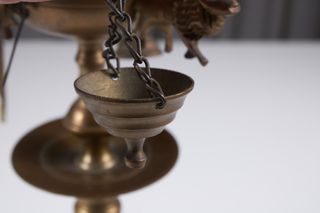 Lampada a olio fiorentina ottone inizi XX sec