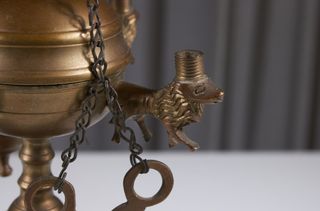 Lampada a olio fiorentina ottone inizi XX sec