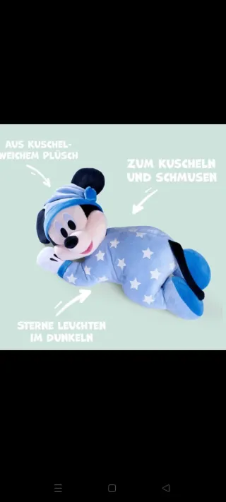 Peluche Mickey Baby Azzurro Stelle 30cm