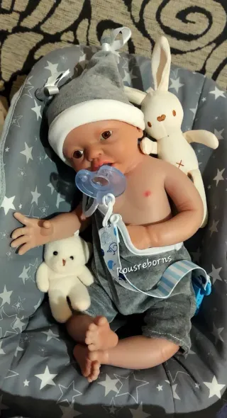 reborn niño 38cm silicona platino