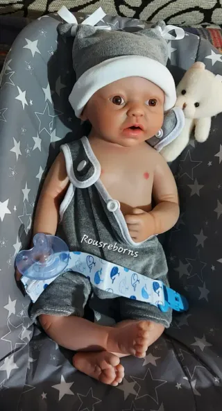 reborn niño 38cm silicona platino