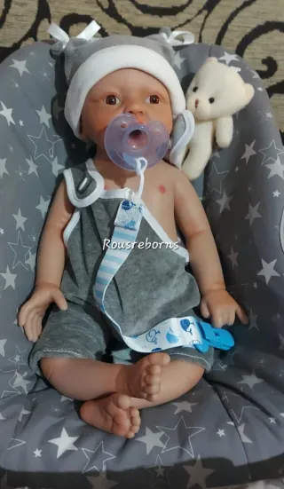 reborn niño 38cm silicona platino