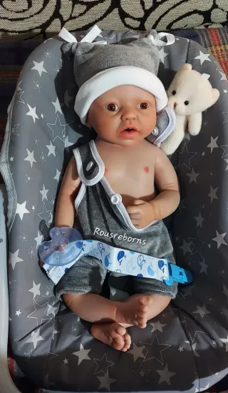 reborn niño 38cm silicona platino