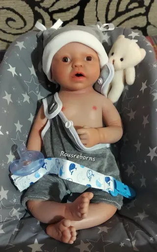 reborn niño 38cm silicona platino