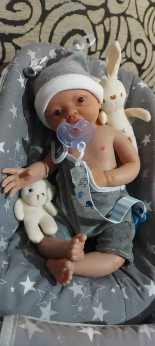 reborn niño 38cm silicona platino