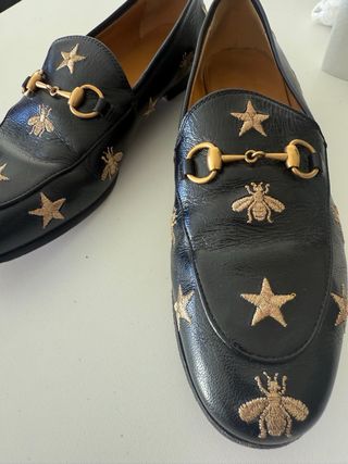 Mocasines Gucci Negros con Abejas y Estrellas
