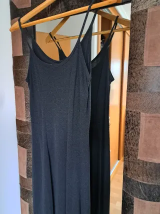 Vestido largo tirantes negro