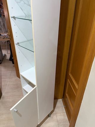 Armario auxiliar lavabo blanco cristal