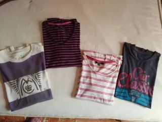 Lote 4 Camisetas Rayas y Estampado
