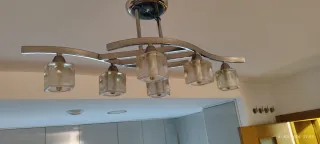 Lámpara de techo de cristal y metal