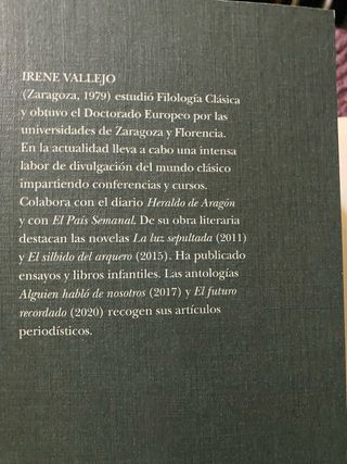 Irene Vallejo./ El infinito en un junco