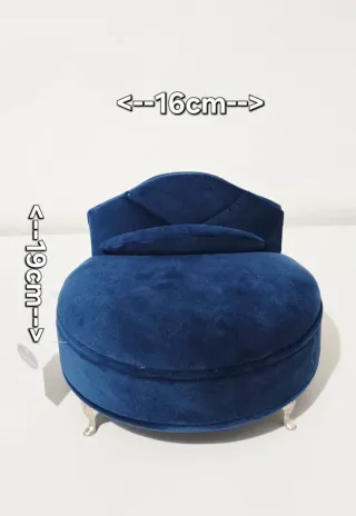 Caja de Joyero azul terciopelo con patas plateadas