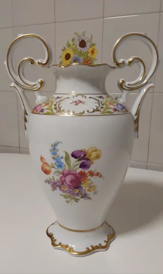 Jarrón Schumann Dresden Flores Porcelana