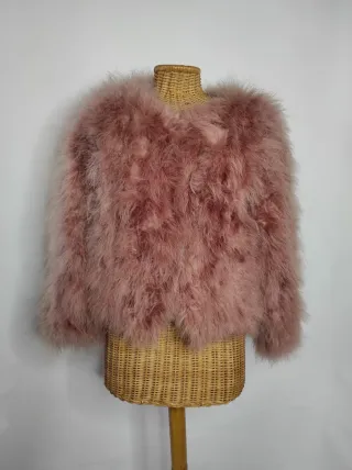 Chaqueta de plumas rosa empolvado Talla S/M