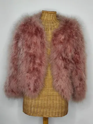 Chaqueta de plumas rosa empolvado Talla S/M