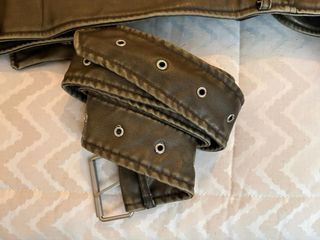 Giacca pelle effetto used verde militare