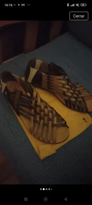 Sandalias de piel rejilla beige y marrón