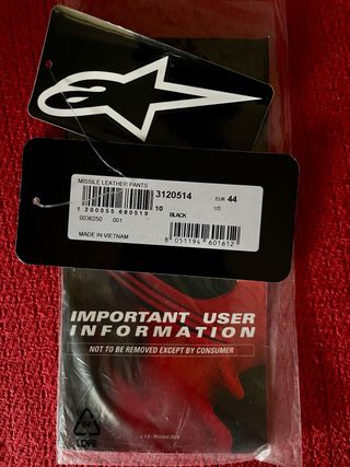 Alpinestars Missile Pantalones Moto Cuero Talla 44