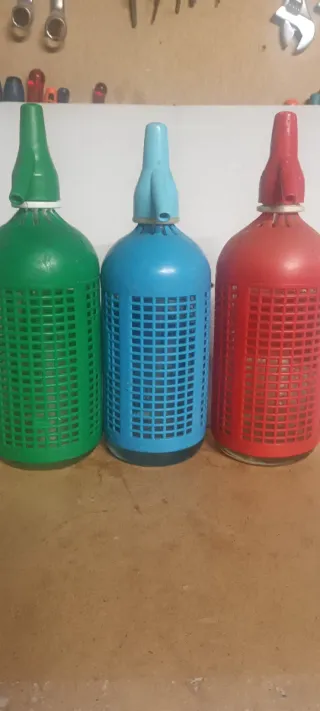 LOTE 3 Sifón antiguos (verde, azul, rojo)