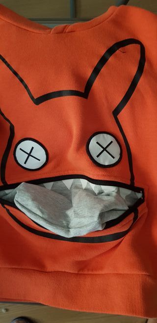 Felpa arancione cappuccio 3/4 anni 104 cm