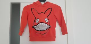 Felpa arancione cappuccio 3/4 anni 104 cm