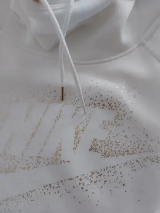 Felpa Nike donna bianca con logo oro