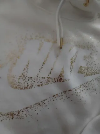 Felpa Nike donna bianca con logo oro