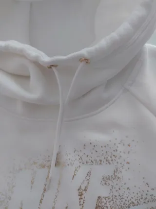 Felpa Nike donna bianca con logo oro