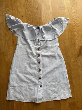 Vestido Zara Hombros Descubiertos Botones