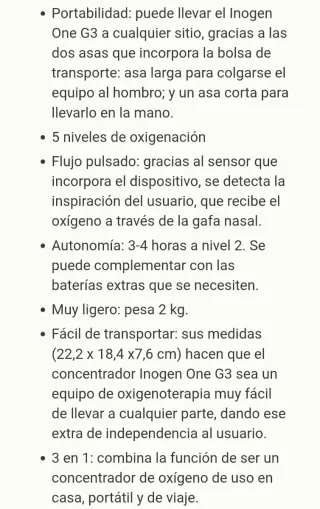 Concentrador Oxígeno INOGEN ONE G3