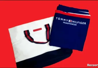 Borsa Tommy Hilfiger tela bianca e blu